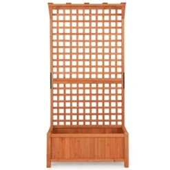 Tangkula Raised Garden Bed With Trellis Indoor & Outdoor Plant Container With Hanging Roof Drainage Holes For Climbing Vines Flowers -Tangkula GUEST cfd8aa38 b779 4e7d 89db 469b69e25fa3