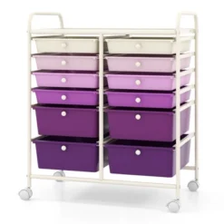 Tangkula 12 Drawers Rolling Storage Cart Classroom Organizers With Wheels For Tools Scrapbook Craft Paper Purple 19 Tangkula 12 Drawers Rolling Storage Cart Classroom Organizers With Wheels For Tools Scrapbook Craft Paper Purple -Tangkula GUEST d02d5742 af1d 46df 8502 4f11f3e38399