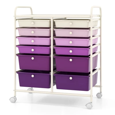 Tangkula 12 Drawers Rolling Storage Cart Classroom Organizers With Wheels For Tools Scrapbook Craft Paper Purple 11 Tangkula 12 Drawers Rolling Storage Cart Classroom Organizers With Wheels For Tools Scrapbook Craft Paper Purple - Image 9