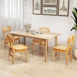 Tangkula Rattan Dining Chairs Set Of 4 Kitchen Dining Chairs W/ Simulated Rattan Backrest -Tangkula GUEST d034662d aad1 4727 9adf 4474a4b6c945