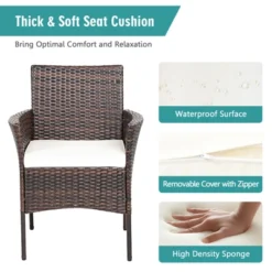 Tangkula Outdoor 2 PCS Rattan Dining Chair Patio Cushioned Arm Chair W/Zipper Brown -Tangkula GUEST d055b049 b56c 4bee 90a3 6d4888a26ade