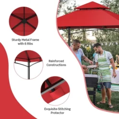 Tangkula 8' X 5' BBQ Grill Gazebo 2-Tier Barbecue Canopy Vented Top Shelves Shelter -Tangkula GUEST d0774058 2b19 42ba b85b 2e985301ea76