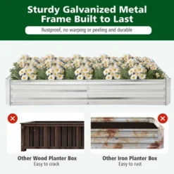 Tangkula 6 X 3 X 1FT Galvanized Raised Garden Bed Heavy-Duty Elevated Rectangle Plant Box -Tangkula GUEST d08fa429 baa5 4cd7 8b6e 3f4c19017ad4