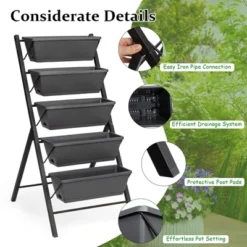 Tangkula Outdoor 5-Tier Planter 4 FT Vertical Elevated Raised Garden Bed Planter Box Kit For Backyard Patio -Tangkula GUEST d0bdb180 7283 4fa9 8129 67e9a37cfe6e