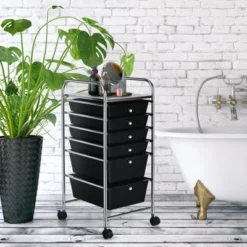 Tangkula 6 Drawer Scrapbook Paper Organizer Rolling Storage Cart For Office School Black -Tangkula GUEST d0e764f4 a51c 4747 9e7b db3f2d4dbe0c