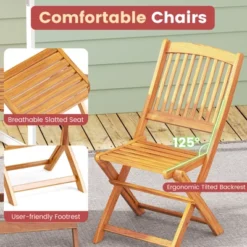 Tangkula Patio Folding Chair Set Of 2 Portable Acacia Wood Dining Chairs With High Back & Seat Cushions Beige/Navy/Red -Tangkula GUEST d0fc8cdf b16e 4fa1 b75f f5da4055cf1b