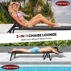 Tangkula 2 Pieces Patio Sunbathing Lounge Chair W/ Face Hole & Detachable Head Pillows Poolside -Tangkula GUEST d14624e8 7156 4641 bc36 2a9756c84b86