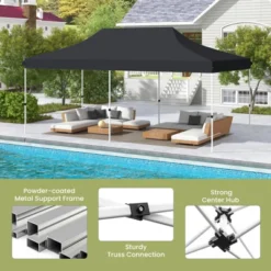 Tangkula 10 X 20FT Canopy Tent Folding Sun Shelter W/ 3 Adjustable Carrying Bag 12 Stakes & 6 Ropes Heavy-Duty Outdoor Tent Black/Grey/White/Blue -Tangkula GUEST d1b171f1 91f0 4add b2fa 8c257bfd27af