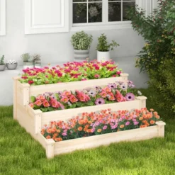 Tangkula 3-tier Raised Garden Bed, Tiered Garden Box W/Open-ended Base, Fir Wood Elevated Planter Box For Growing Vegetables, Flowers -Tangkula GUEST d1f70c05 9ce7 4a21 ab5e 3a99fa18a9fc