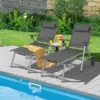 Tangkula 2PCS Patio Recliner Chair Outdoor Adjustable Folding Chaise Lounge Chair W/ 2 Wheels -Tangkula GUEST d21ab664 d2c9 4722 9283 d7007df96dd5