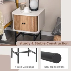 Tangkula Set Of 2 Nightstand Compact Modern End Side Table W/ Sliding Doors -Tangkula GUEST d24bd4f1 b281 4235 b340 8aa57f3792f5