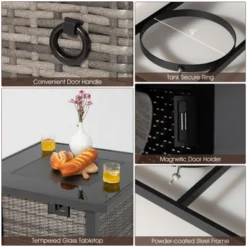 Tangkula 9 Pieces Outdoor Patio Furniture Set W/ 32" Propane Fire Pit Table Sectional Sofa Set W/ Storage Box Black/Gray/Navy/Red/Turquoise/Off White -Tangkula GUEST d26d5cae 2593 496e a7c5 9a75b3f75ba7