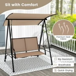 Tangkula 2-Person Patio Swing Seat Swing Bench Canopy Swing Loveseat Outdoor -Tangkula GUEST d293cb0c 2838 4b1f b1db 60f8794e62d4