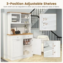 Tangkula Double Tilt Out Trash Cabinet W/ Hutch Kitchen Pantry Storage Cabinet White -Tangkula GUEST d2b7b334 2250 4bc8 9d2b 528762b8116d