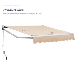 Tangkula Retractable Awning W/ Aluminum Frame Sun/Water Protection W/ PA Coating Manual Control Hand Crank Angle Adjustable Design Beige/Coffee -Tangkula GUEST d2e1fc27 b699 4ad2 9fd0 ba8110303846