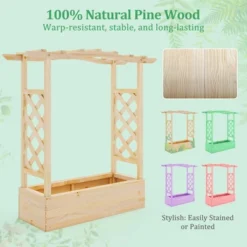 Tangkula 2PCS Wooden Raised Garden Bed W/ Trellis & Hanging Roof Planter Box For Garden -Tangkula GUEST d2f73333 d037 409d 859e 17eadb6f3368