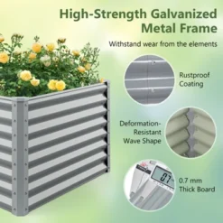 Tangkula Raised Garden Bed Large Metal Planter Box Kit For Vegetable Herb 6' X 3' X 2' Gray -Tangkula GUEST d305a951 d4e7 4402 bd27 b701c76ffe37