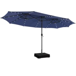Tangkula Outdoor 15' Double-Sided Patio Umbrella 48 Solar LED Lights Crank & Base -Tangkula GUEST d316e978 41b7 4489 a794 91cd5c1c5362