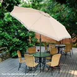Tangkula 9 FT Patio Umbrella 2-Tier Market Table Umbrella W/ Crank Handle Push Button Tilt