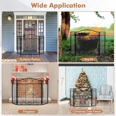 Tangkula 3-Panel Fireplace Screen Decoration Cover Pets Baby Child Safty Folded Fire Doors 7 Tangkula 3-Panel Fireplace Screen Decoration Cover Pets Baby Child Safty Folded Fire Doors - Image 5