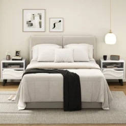 Tangkula Nightstand W/ Drawer 3D Wavy Pattern & Open Shelf Small Sofa Couch Side Table -Tangkula GUEST d377b20e 54f8 4959 ba6b ac43f1f51240