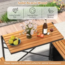 Tangkula Outdoor Convertible Bench 2-in-1 Transforming Picnic Table & Chairs Set W/ Storage -Tangkula GUEST d3956635 7bc7 470a 926b 5fcf61dc8994