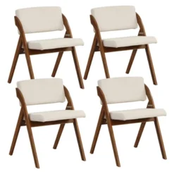 Tangkula Set Of 4 Dining Chairs Folding Kitchen Chair W/ Rubber Wood Legs Padded Seat -Tangkula GUEST d47cb8b5 18b1 4b49 a64d 6b0999f45934
