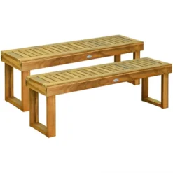 Tangkula Set Of 2 Patio Garden Dining Bench Acacia Wood Bench -Tangkula GUEST d4cffa48 9d0c 443a 87c0 992d032c759f