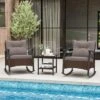 Tangkula 3 Pieces Outdoor Rocking Chairs Set Rattan Heavy Duty Cushioned Rocker Chairs With 2-Tier Tempered Glass Coffee Table -Tangkula GUEST d4e31a81 e182 426a 8d6e cbea3d8911dd