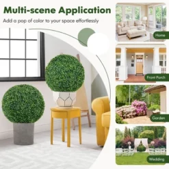 Tangkula 2 PCS 20" Artificial Boxwood Topiary Balls Sun-protective Round Greenery Bushes -Tangkula GUEST d4fe73bc 75a8 421a 9b23 c011956493f3