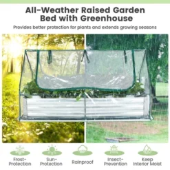 Tangkula Galvanized Steel Raised Garden Bed Metal Planter Box Kit W/ Mini Greenhouse Cover -Tangkula GUEST d4ff9a5a 88df 4f8f 94ef b4806a133e2b