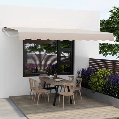 Tangkula Retractable Patio Awning Aluminum Deck Sunshade Shelter Outdoor Beige 4 Tangkula Retractable Patio Awning Aluminum Deck Sunshade Shelter Outdoor Beige - Image 2