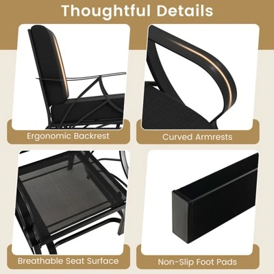 Tangkula Patio Glider Chair Single Outdoor Rocking Chair W/ Seat & Back Cushions 6 Tangkula Patio Glider Chair Single Outdoor Rocking Chair W/ Seat & Back Cushions - Image 4