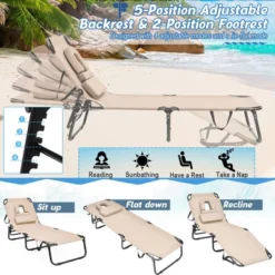 Tangkula 2PCS 5-Position Lounge Chair Adjustable Beach Chaise W/ Face Cavity & Pillows -Tangkula GUEST d53fbe15 3c98 4409 9f2d 7dd415832e07