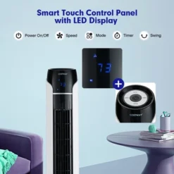 Tangkula 48" 80°Oscillating Bladeless Tower Fan W/ Remote Control, LED Display, 15H Timer, 3 Speeds, 3 Modes, Portable Quiet Standing Fan -Tangkula GUEST d56f134c 36b6 4be8 8157 b2de865c233c