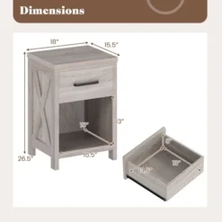 Tangkula Nightstand Sofa Side Table Rustic End Table W/ Drawer & Shelf For Living Room -Tangkula GUEST d571f219 1619 41af 84c2 649da0c4f450