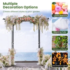 Tobuy Garden Arbor Decorative Metal Garden Arch W/ Trellises For Climbing Plant Vine Rose -Tangkula GUEST d62bae25 4685 40f0 891b 0790eeffcaeb
