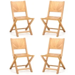 Tangkula 4 PCS Folding Patio Chairs W/ Inclined Backrest Teak Wood Outdoor Dining Chairs -Tangkula GUEST d6575810 6cfd 405a 9501 85ee0f649cc1