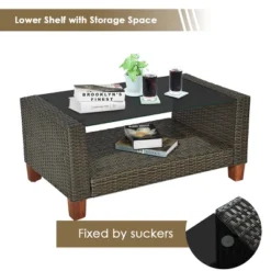 Tangkula 4PCS Cushioned Rattan Conversation Set W/ Coffee Table Patio Outdoor -Tangkula GUEST d68c1e30 ed62 4bbc 9d23 625612854d7b