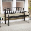Tangkula 50 Inches Garden Bench W/ Slatted Backrest & Curved Armrests For Porch -Tangkula GUEST d6f75c76 e1b1 49fa a9ac 2021ab4a618b