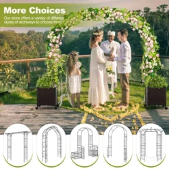 Tangkula 6.6 FT Arch Arbor Trellis W/ 2 Planter Boxes Garden Pergola Arbor W/ Detachable PE-Coated Metal Tubes Self-Watering System & Lockable Wheels -Tangkula GUEST d70f22e8 7433 40c4 ae17 5fe0373a2a90