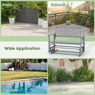 Tangkula Patio Glider Loveseat Chair Swing Rocking Bench W/ Curved Backrest & Slatted Seat 9 Tangkula Patio Glider Loveseat Chair Swing Rocking Bench W/ Curved Backrest & Slatted Seat - Image 7