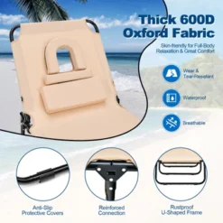 Tangkula Outdoor Folding Beach Chaise Lounge Chair Adjustable Camping Recliner -Tangkula GUEST d7c6f12a 156a 4646 ae55 31c247d24815