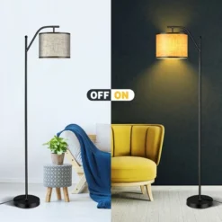 Tangkula Mid Century Tall Pole Floor Lamp With Arc Hanging Shade, Foot Switch & Metal Base, Indoor Reading Standing Light, LED Bulb Not Included -Tangkula GUEST d7da5e73 90f5 4204 8db6 1d099c5b89da