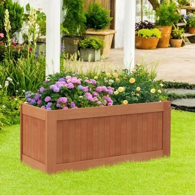 Tangkula 2PCS Hardwood Outdoor Planter Box W/ Seat 2-in-1 Wooden Raised Garden Bed & Bench 3 Tangkula 2PCS Hardwood Outdoor Planter Box W/ Seat 2-in-1 Wooden Raised Garden Bed & Bench