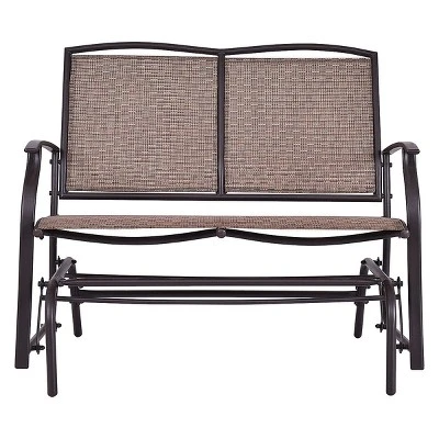 Tangkula Patio Loveseat Glider Rocking Bench Double Chair With Arm Backyard Outdoor 4 Tangkula Patio Loveseat Glider Rocking Bench Double Chair With Arm Backyard Outdoor - Image 2