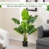 Tangkula Set Of 1/2 Artificial Monstera Deliciosa 4FT Fake Tropical Palm Tree Large Faux Floor Plant In Pot With 10 Leaves Of Different Sizes
