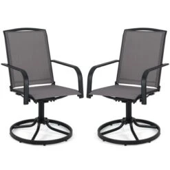 Tangkula Patio Swivel Chairs Set Of 2 W/ High Back & Round Metal Base For Backyard -Tangkula GUEST d8699305 9028 4fb1 83b7 137dd7fbd4d9 1