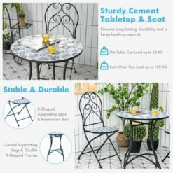 Tangkula 28.5" Patio Mosaic Round Bistro Metal Table With Heavy-Duty Steel Frame&Ceramic Tile Tabletop For Outdoor Garden Deck Backyard -Tangkula GUEST d874277c 06c3 4c8a 9fcf 813aea508f63