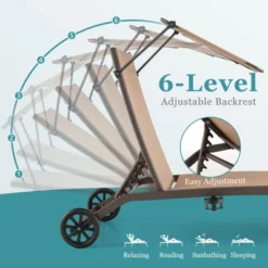 Tangkula 1PC/2PCS Outdoor Chaise Lounge Chair Mobile Tanning Chair W/ 6 Reclining Positions Adjustable Canopy Shade Cup Holder & Wheels -Tangkula GUEST d8b47587 909d 42c1 8444 f102ee84d8eb